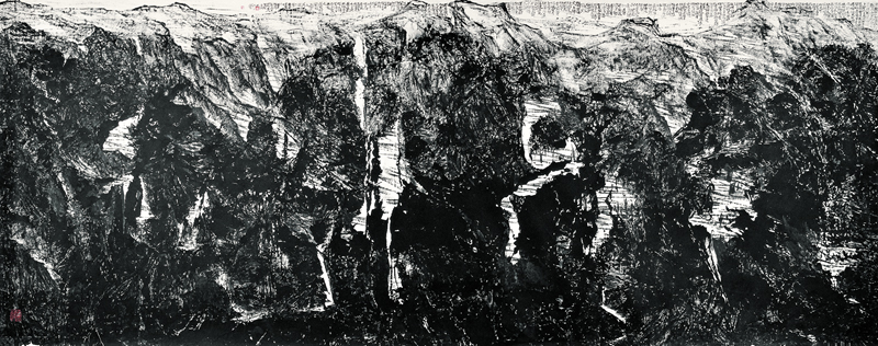 曾来德·焦墨山水 《墨许山河之二》 145×300cm 2006年  纸本焦墨.jpg