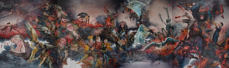《禽兽人间》布面油画 800cm x 240cm 2013 孟涛.jpg