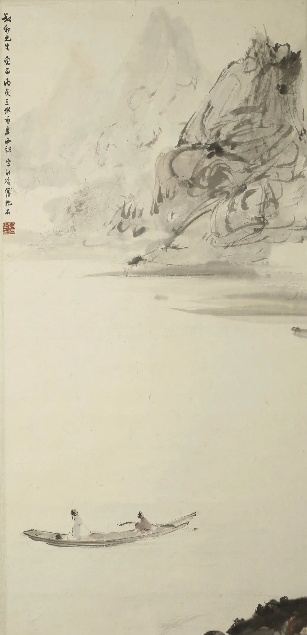 《平湖秋渡图》傅抱石 纸本水墨 81.5×39cm 1946年 四川美术学院美术馆藏.jpg